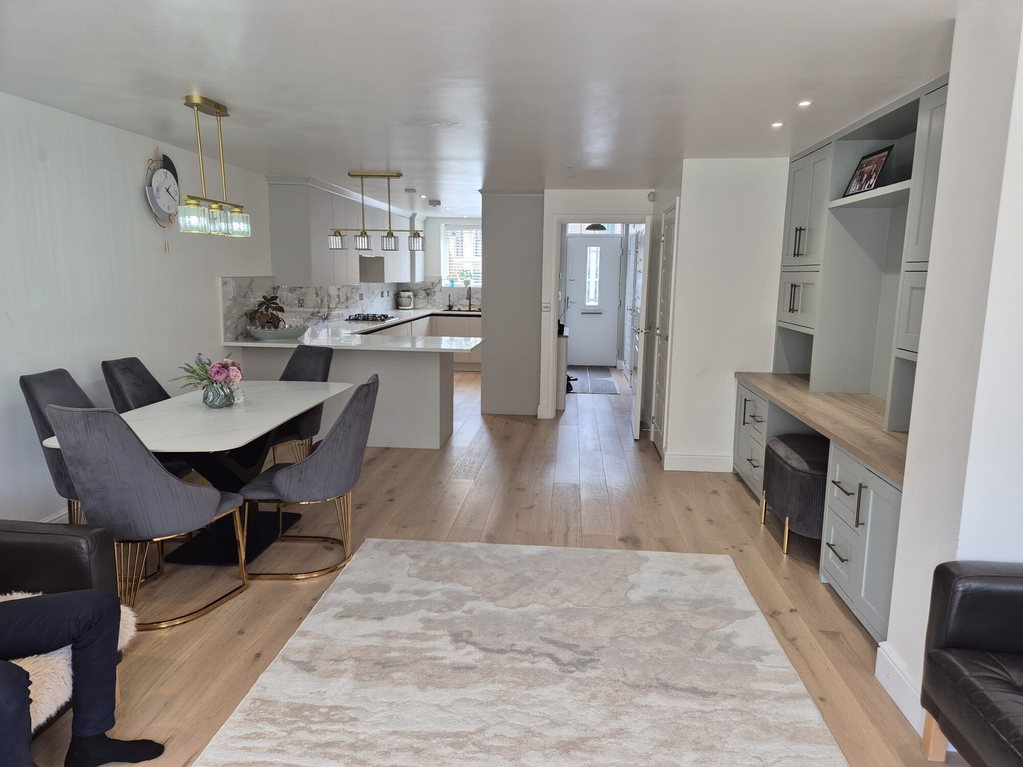 Completed open-plan kitchen and living space at Woodwhite Way